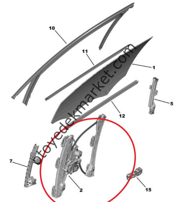 Citroen C4 X (2021-2024) Sağ Ön Kapı Cam Kriko Mekanizması (Orijinal)
