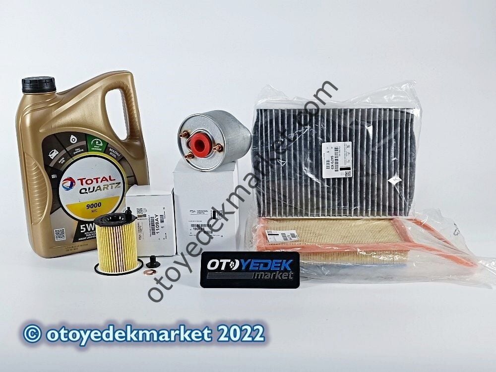 Citroen C5 (2011-2015) 1.6 HDI Filtre Bakım Seti + 5W30 Yağ (Orijinal)