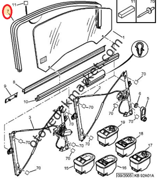 Peugeot 206 (1999-2012) Ön Sağ Yan Cam Fitili (Orijinal)