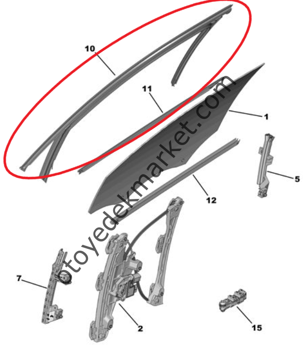 Citroen C4 X (2021-2024) Sol Ön Kapı Cam Çerçeve Oluk Fitili (Orijinal)