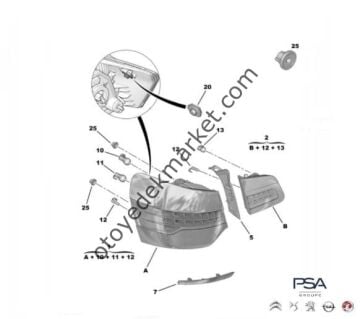 Citroen C5 (2001-2015) Arka Stop Klipsi (Orijinal)