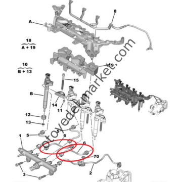 Citroen Jumper (2020-2023) 2.2 Hdi 2. ve 4. Enjektör Yakıt Besleme Borusu (Orijinal)