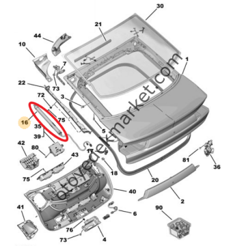 Peugeot 508 (2019-2025) Bagaj Kapak Elektrikli Amortisörü, Sol (Orijinal)