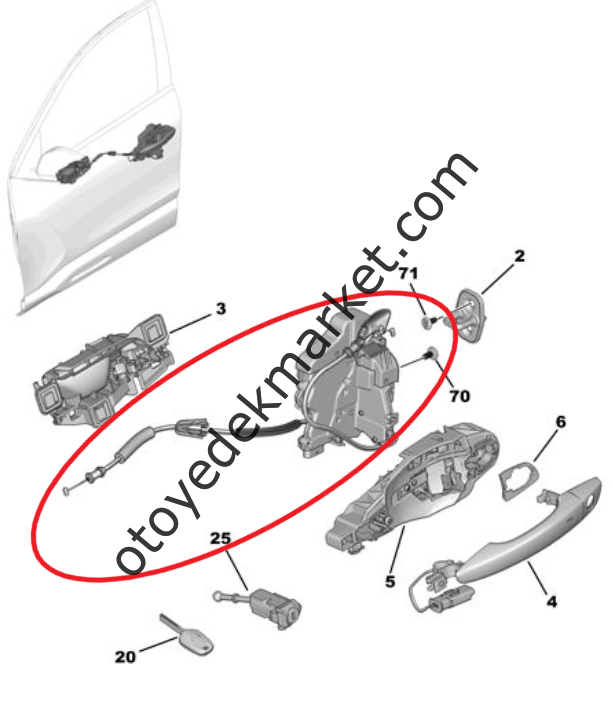 Citroen C4 X (2021-2024) Sağ Ön Kapı Kilidi (Orijinal)