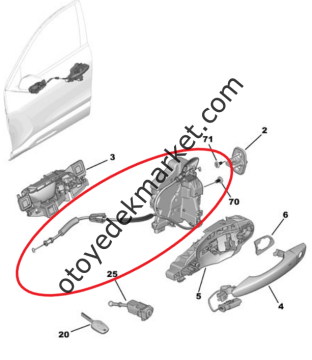 Citroen C4 X (2021-2024) Sağ Ön Kapı Kilidi (Orijinal)