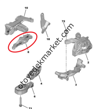 Peugeot 208 (2021-2024) 1.2 Turbo Benzinli Sol Motor Takozu Bağlantı Mesnedi (Orijinal)