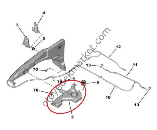 Peugeot 508 (2019-2025) Ön Cam Silecek Su Yan Deposu (Orijinal)