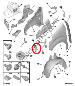 Peugeot Expert (2017-2024) Sağ Ön Çamurluk Takviyesi (Orjinal)