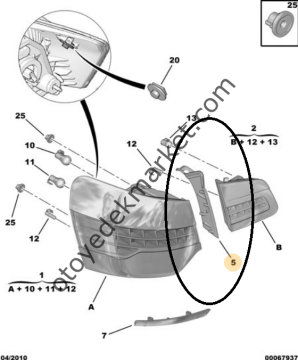 CİTROEN C5 X7 SAĞ ARKA DIŞ STOP KENAR ARA PLASTİĞİ (ORJINAL)