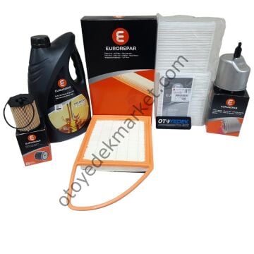 Peugeot 2008 (2013-2016) 1.6 Dizel Filtre Bakım Seti  Ve Total 5W30 Motor Yağ (Orijinal Eurorepar)