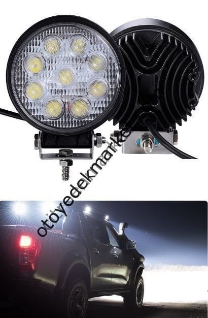 Yuvarlak çalışma ve sis lambası 9 led
