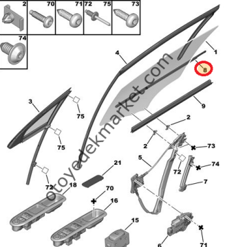PEUGEOT 407 SAĞ ÖN CAM OLUK FİTİLİ