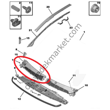 Peugeot Expert (2017-2024) Ön Cam Sağ Izgarası (Orjinal)