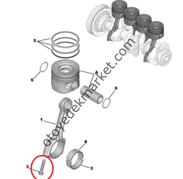 Citroen Cactus (2018-2020) 1.5 BlueHdi Piston Kol / Biyel Cİvata Takımı Orijinal)