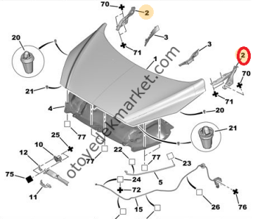 PEUGEOT 308 (2008-2013) MOTOR KAPUT AYAR TAKOZU (ORİJİNAL)