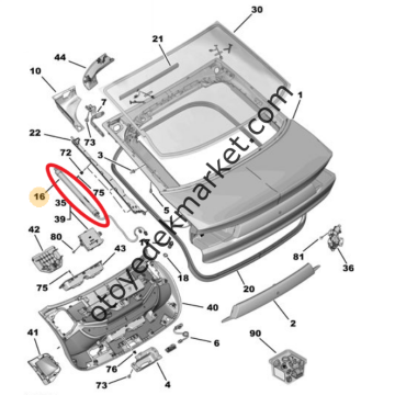 Peugeot 508 (2019-2025) Bagaj Kapak Elektrikli Amortisörü Sağ (Orijinal)
