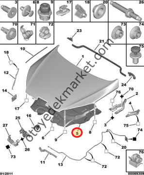 Peugeot 407 Motor Kaput İzalatörü (Orijinal)