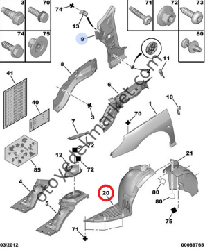 PEUGEOT 407 SAĞ ÖN ÇAMURLUK DAVLUMBAZI (ÖNÜ) (İTHAL)