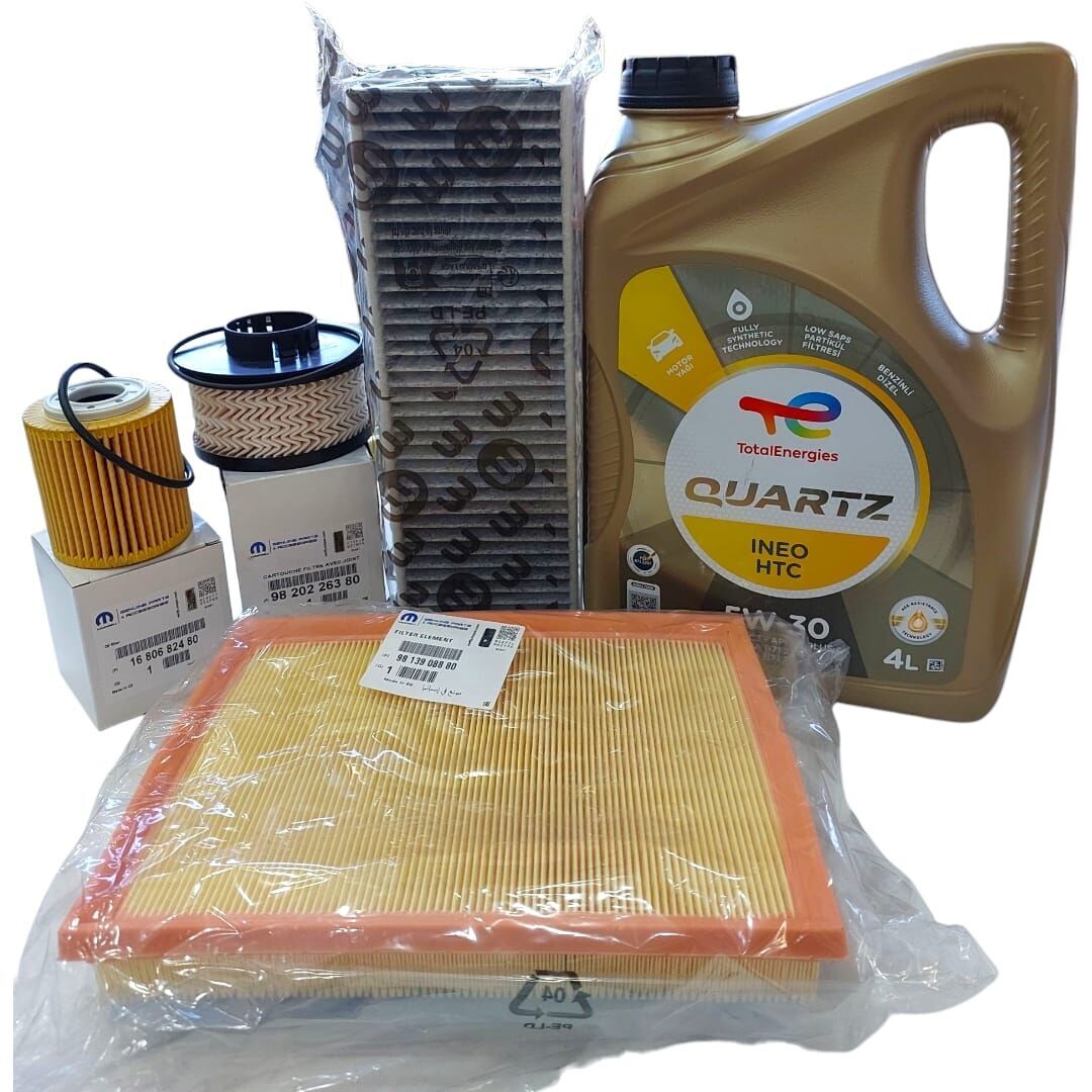 Citroen C5 Aircross (2019-2024) 1.5 BlueHdi Filtre Bakım Seti Ve 5w30 HTC Yağ (Orijinal)