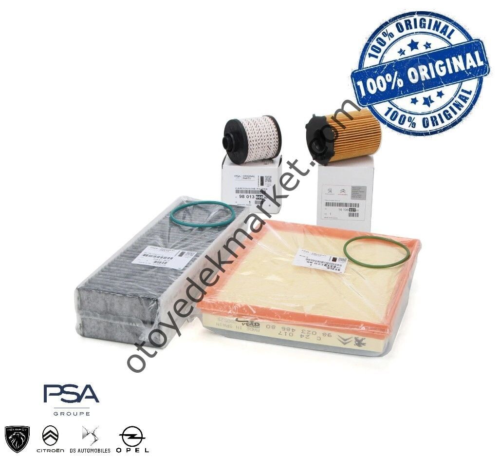 Peugeot Rifter (2018-2019) 1.6 Euro 6 BlueHdi Filtre Bakım Seti Yağsız (Orijinal)