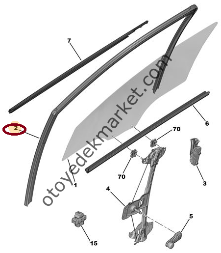 PEUGEOT 301 SOL ÖN CAM ÇEVRE FİTİLİ (ORJİNAL)