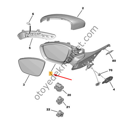 Citroen C3 (2017-2024) Sol Dikiz Aynası (Orijinal)