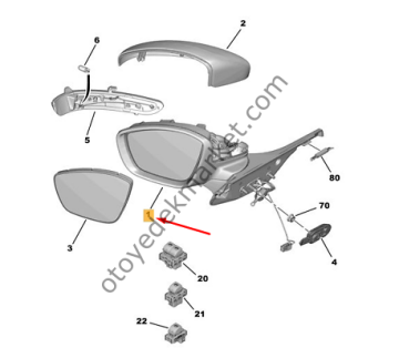 Citroen C3 (2017-2024) Sol Dikiz Aynası (Orijinal)