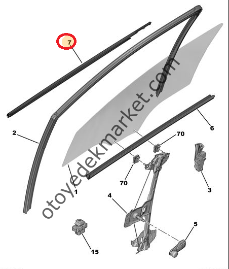 PEUGEOT 301 ÖN SAĞ CAM DIŞ FİTİLİ (ORİJİNAL)