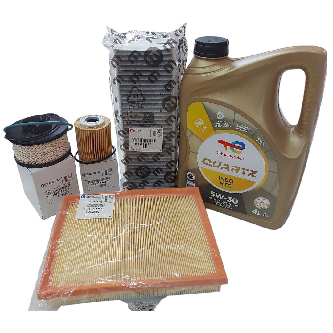 Peugeot 5008 (2019-2023) 1.5 BlueHdi Filtre Bakım Seti (Orijinal)Ve 5w30 HTC Yağ