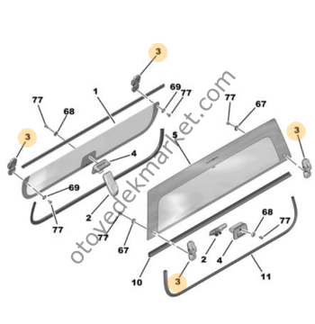 Citroen Ami (2021-2024) Kapı Cam Menteşesi (Orijinal)