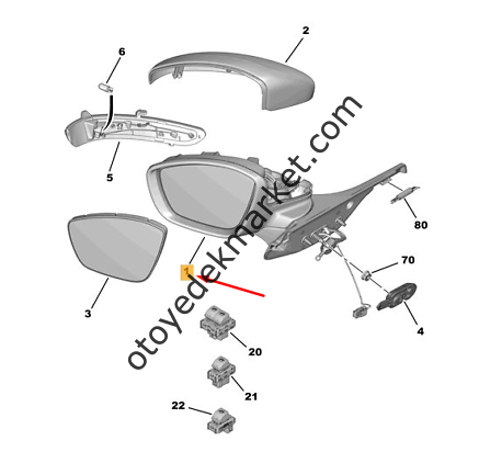 Citroen C3 (2017-2024) Sol Dikiz Aynası (Orijinal)