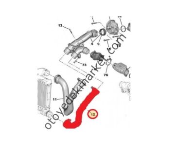 Peugeot 3008 (2018 -2023) Turbo İntercooler Alt Hortumu (Orijinal)