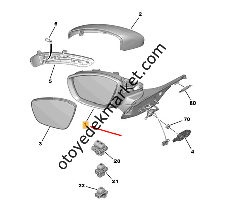 Citroen C3 (2017-2024) Sol Dikiz Aynası (Orijinal)