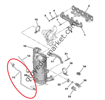 Citroen C4 (2021-2023) 1.5 Blue Hdi Partikül Filtresi Alt Basınç Borusu (Orijinal)