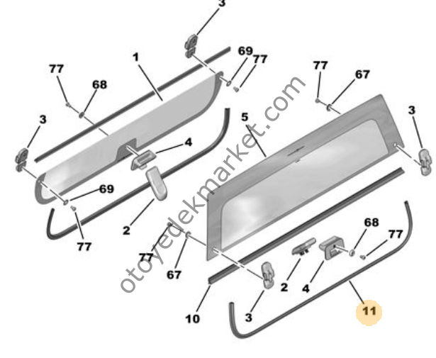 Citroen Ami (2021-2024) Kapı Cam Contası (Orijinal)