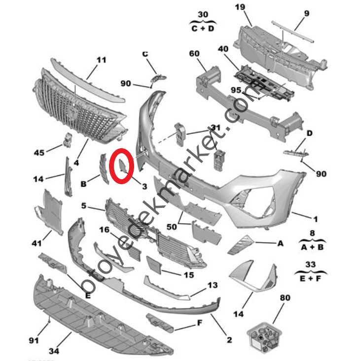 Peugeot 2008 (2023-2024) Ön Tampon Çeki Demir Kapağı (Orijinal)
