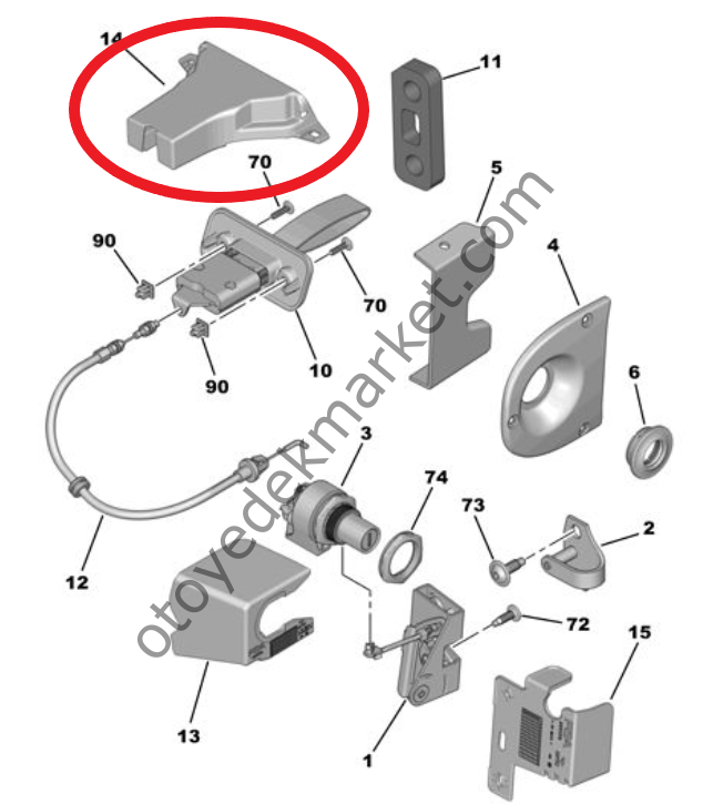 Citroen Ami (2021-2024) Kapı İç Kilit Plastiği (Orijinal)