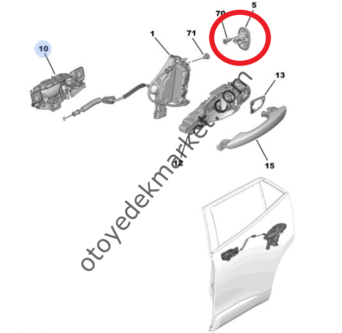 Peugeot 2008 (2020-2023) Arka Kapı Kilit Karşılığı (Orijinal)