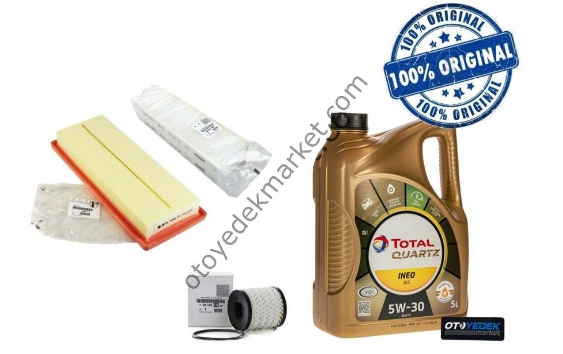 Peugeot 5008 (2017-2023) 1.6 PureTech Benzinli Karbon Polenli Filtre Bakım Seti + 5w30 Yağ(Orijinal)