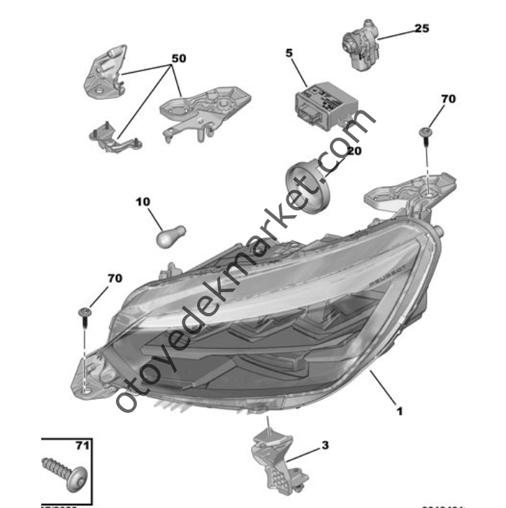 Peugeot 2008 (2023-2024) Sol Ön Led Far (Orijinal)