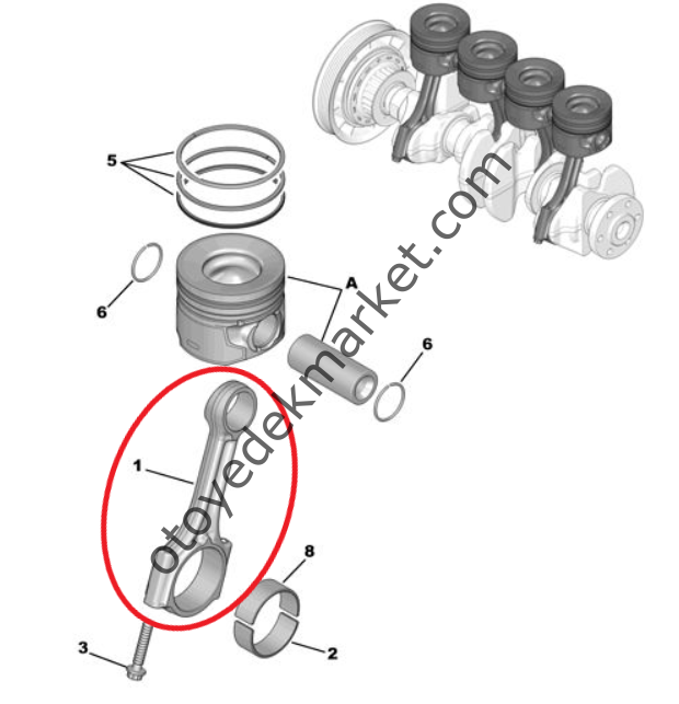 Peugeot 3008 (2018-2023) 1.5 BlueHdi Piston Kol / Biyel Takımı (Orijinal)