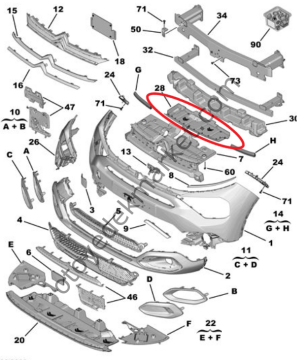 Citroen C4 (2021-2024) Ön Tampon Alt Deflektörü (Orijinal)