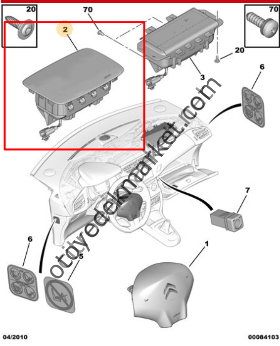 Citroen C3 2009-2015 Arası Ön Hava Yastığı Airbag Yolcu Tarafı (Orjınal)