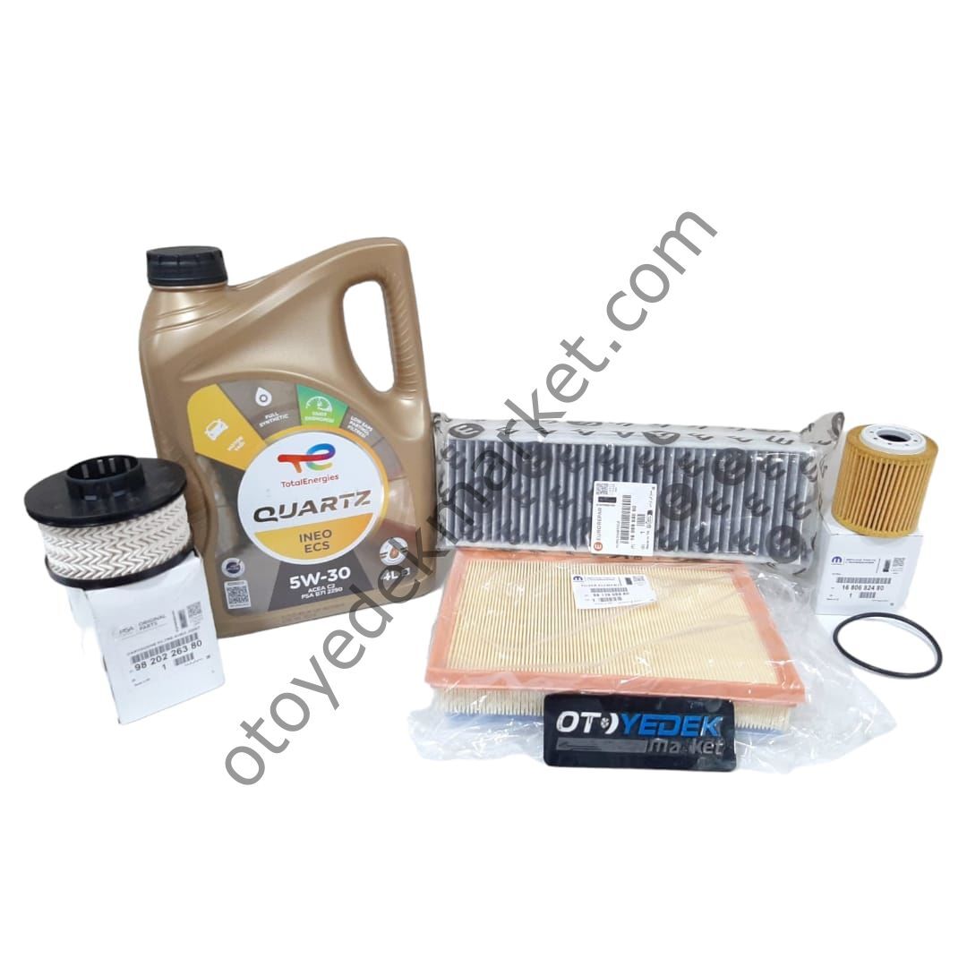 Peugeot 5008 (2019-2024) 1.5 BlueHdi Karbon Polenli Filtre Bakım Seti + 5w30 Yağ (Orijinal)