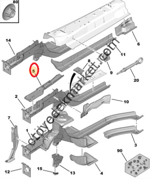 PEUGEOT 301 SOL ŞASE KOLU ÜST SACI (ORJİNAL)