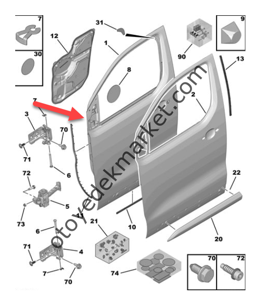 Peugeot Expert (2017-2024) Sol Ön Kapı (Orijinal)