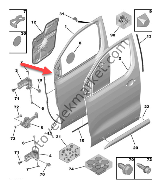Peugeot Expert (2017-2024) Sağ Ön Kapı (Orijinal)