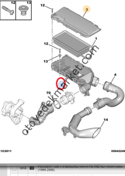 PEUGEOT 207 (2006-2012) 1,4 HDİ HAVA FİLTRE  ALT KAPAK (ORİJİNAL)
