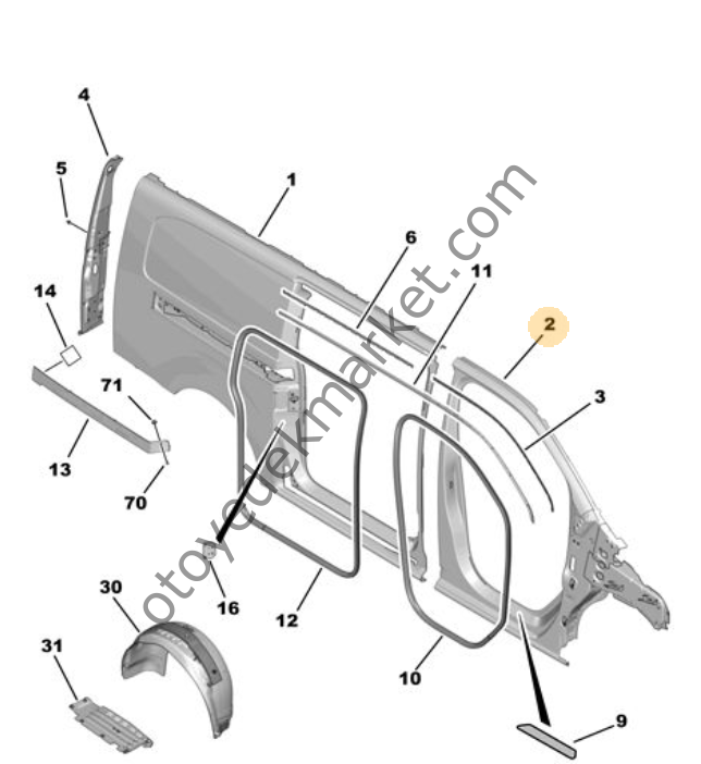Peugeot Expert (2017-2024) Sağ Ön Kabin Çerçevesi (Orijinal)