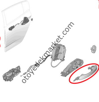 Peugeot 408 (2022-2025) Sol Arka Kapı Dış Açma Kolu (Orijinal)